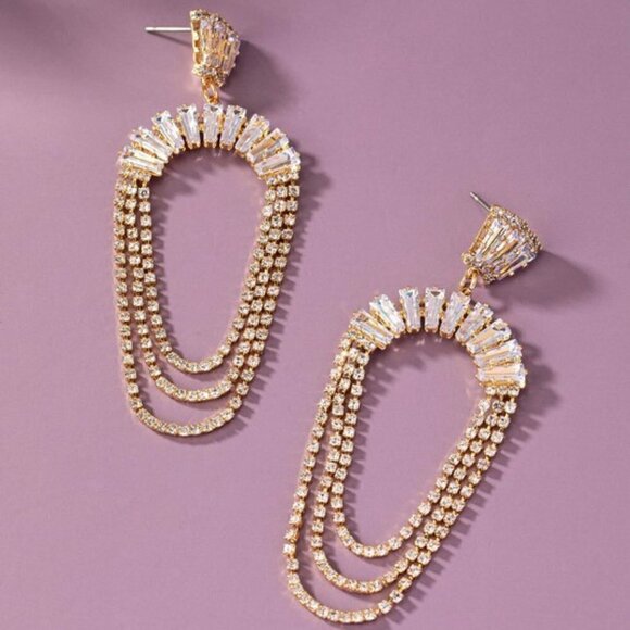 JUJU RHINESTONE DROP EARRINGS - Picture 1 of 2